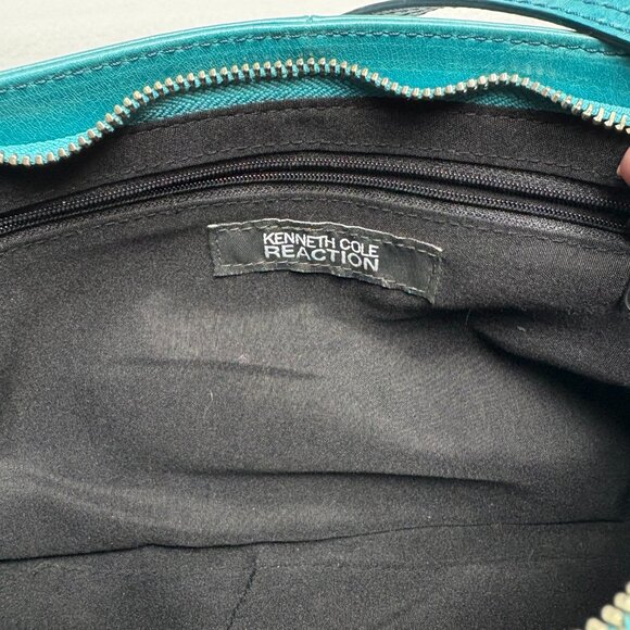 Kenneth Cole Reaction Teal-Colored Leather Shoulder Clutch Style Handbag - Picture 7 of 16